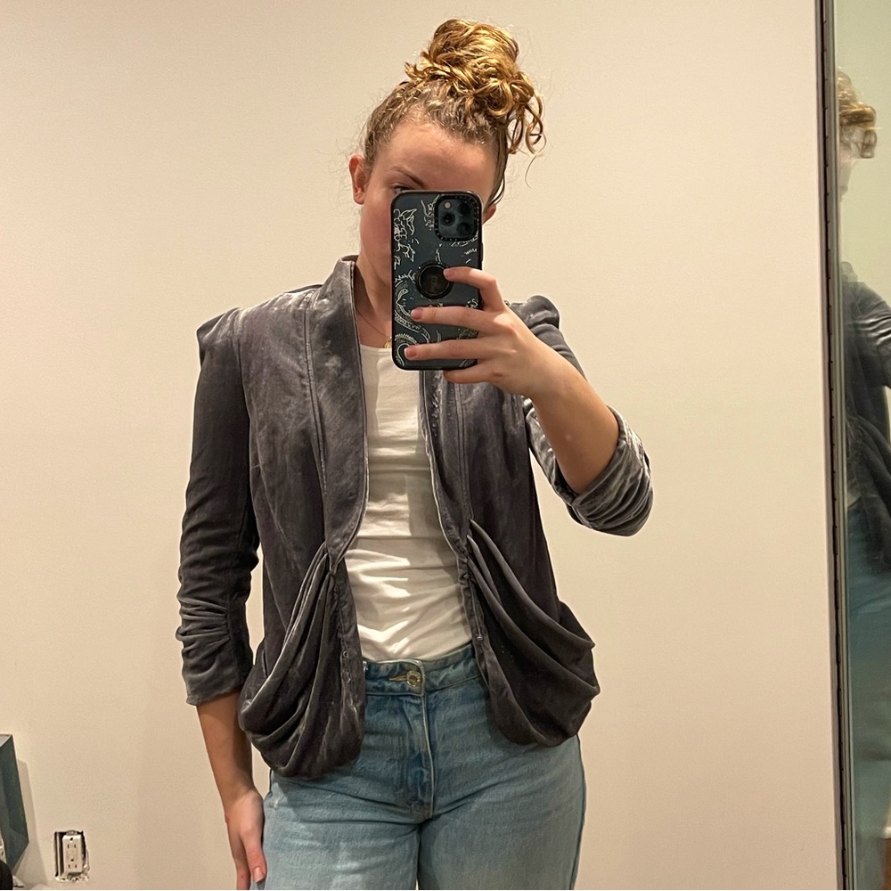 Soft Gray Velvet Dress Jacket